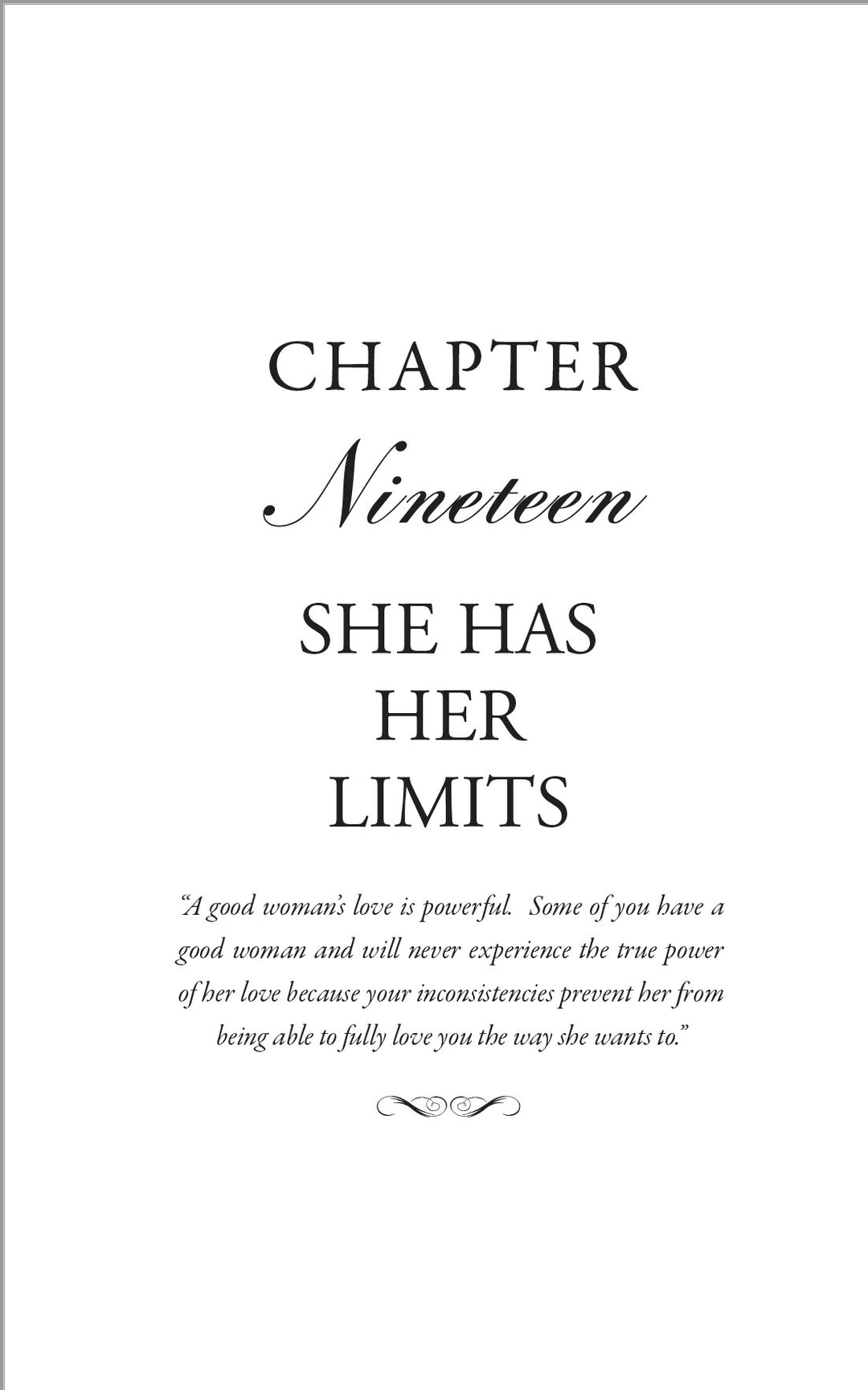 Page from 'Reflections Of A Man' by Mr. Amari Soul, titled 'She Has Her Limits,' highlighting the power of a good woman's love and the impact of relationship inconsistencies.